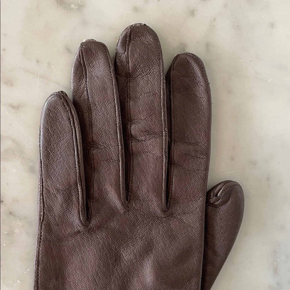 CABRETTA Silk Lined Opera Length Elegant Brown Leather Gloves 6 1/2